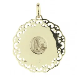 Palais du Rosaire Médaille Plaqué Or 30mm, Vierge Marie et contours dentelles^ Médaille De La Vierge | Médaille Et Croix Plaqué Or