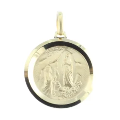 Palais du Rosaire Médaille plaqué Or ronde, Portrait Vierge Marie et Apparition de Lourdes^ Médaille De La Vierge | Médaille De Lourdes