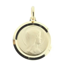 Palais du Rosaire Médaille plaqué Or ronde, Portrait Vierge Marie et Apparition de Lourdes^ Médaille De La Vierge | Médaille De Lourdes