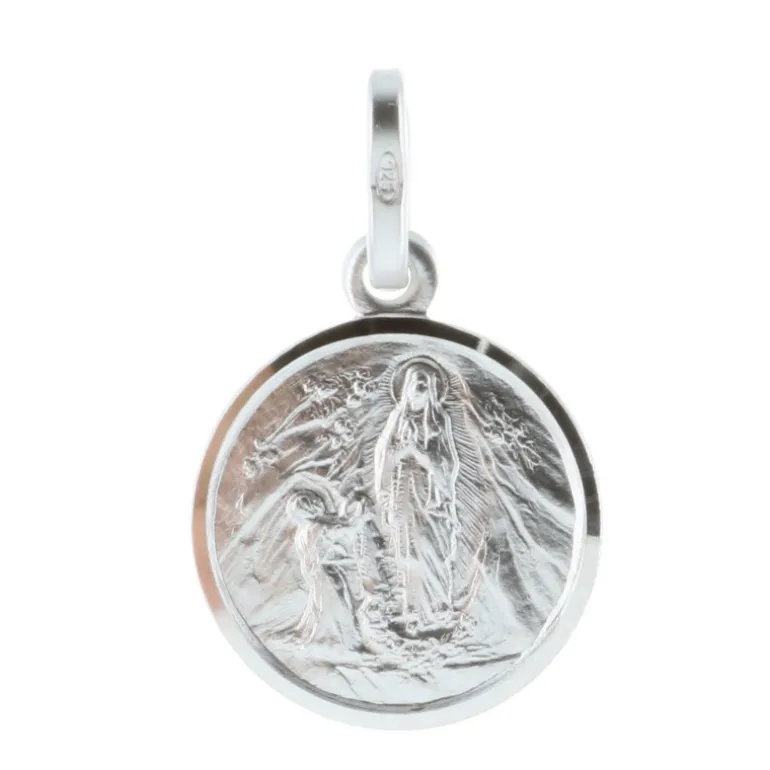 Palais du Rosaire Médaille ronde en Argent de l'Apparition de Lourdes^ Médaille De Lourdes | Médaille Et Croix Argent