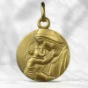 Palais du Rosaire Médaille ronde Vierge à l'Enfant Jésus en Plaqué Or 15mm^ Médaille De La Vierge | Médaille Et Croix Plaqué Or