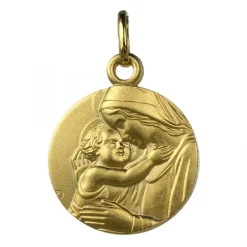 Palais du Rosaire Médaille ronde Vierge à l'Enfant Jésus en Plaqué Or 15mm^ Médaille De La Vierge | Médaille Et Croix Plaqué Or