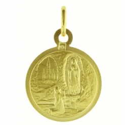 Palais du Rosaire Médaille ronde Vierge à l'Enfant Jésus en Plaqué Or 15mm^ Médaille De La Vierge | Médaille Et Croix Plaqué Or