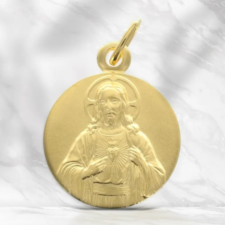 Palais du Rosaire Médaille Sacré coeur de Jésus en plaqué or 16 mm^ Médaille De Saint | Médaille Et Croix Plaqué Or