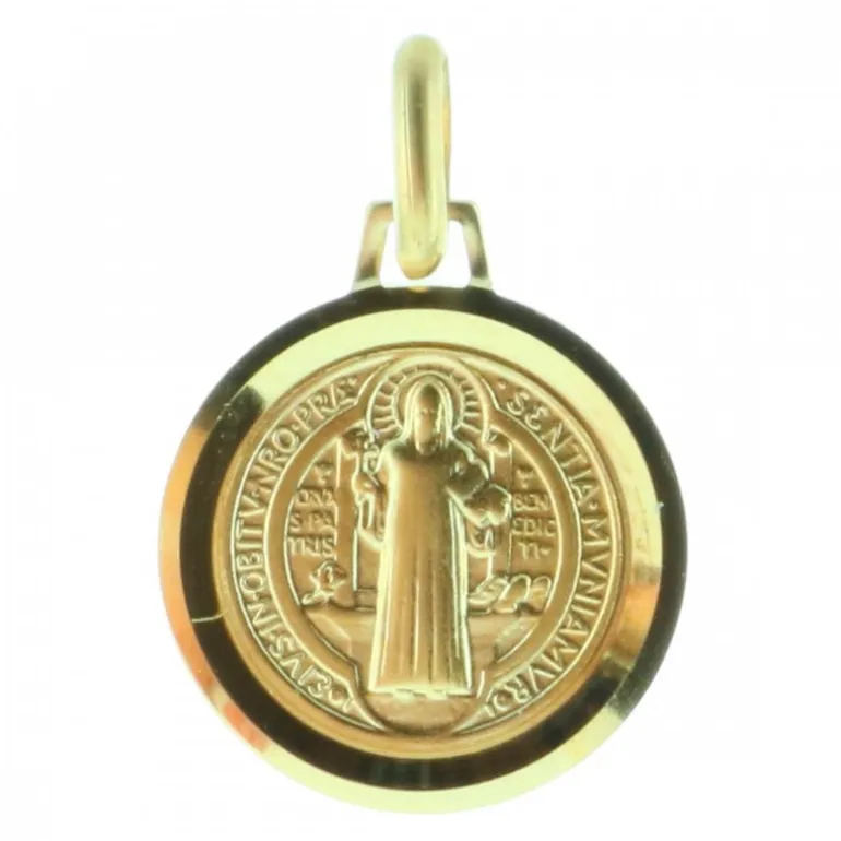 Palais du Rosaire Médaille Saint Benoit Plaqué Or 12mm^ Médaille De Saint | Médaille Et Croix Plaqué Or