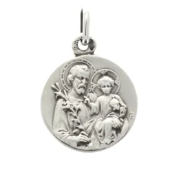 Palais du Rosaire Médaille Saint Joseph en argent 16 mm^ Médaille Et Croix Argent