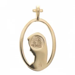 Palais du Rosaire Médaille Vierge de profil en plaqué or avec bélière en croix 21 mm^ Médaille De La Vierge | Médaille Et Croix Plaqué Or