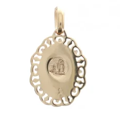 Palais du Rosaire Médaille Vierge de profil en plaqué or avec tour dentelle 14 mm^ Médaille De La Vierge | Médaille Et Croix Plaqué Or