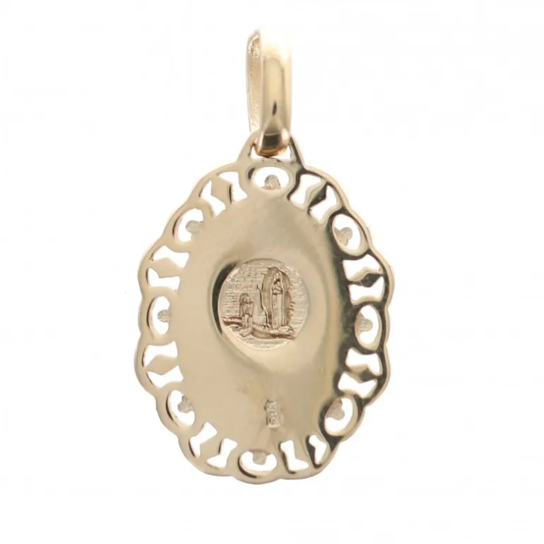 Palais du Rosaire Médaille Vierge de profil en plaqué or avec tour dentelle 14 mm^ Médaille De La Vierge | Médaille Et Croix Plaqué Or