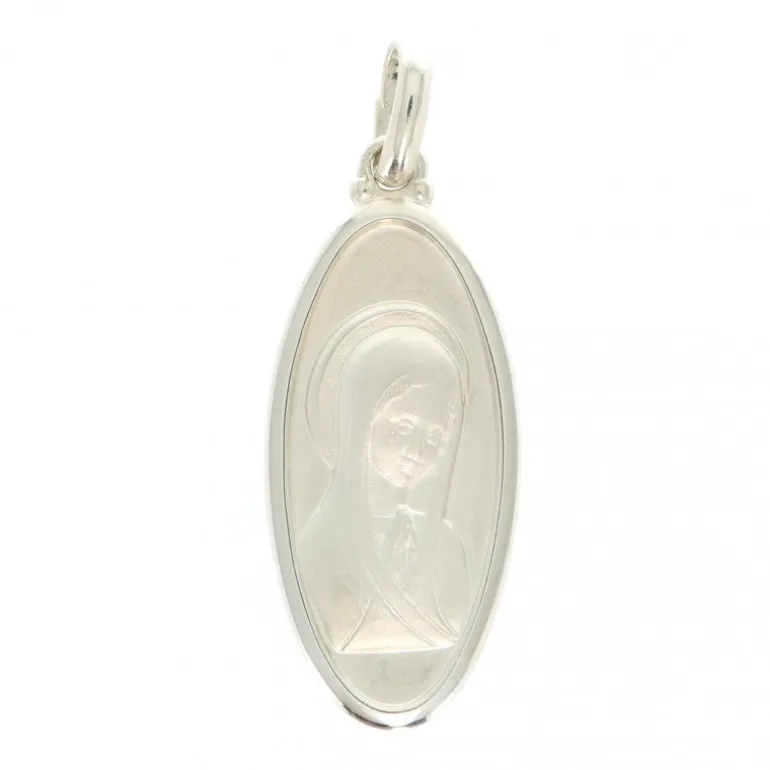 Palais du Rosaire Médaille Vierge mains jointes ovale en Argent^ Médaille De La Vierge | Médaille Et Croix Argent