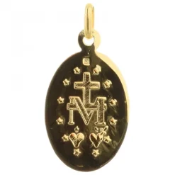 Palais du Rosaire Médaille Vierge Miraculeuse Plaqué Or 25mm^ Médaille Et Croix Plaqué Or