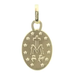 Palais du Rosaire Médaille Vierge Miraculeuse Or 18 carats , bords polis 10mm^ Communion | Médaille Miraculeuse