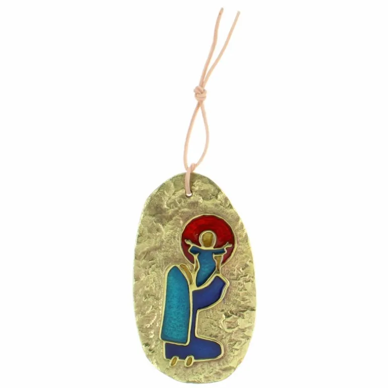 Palais du Rosaire Médaillon de la Vierge à l'Enfant en Bronze émaillé 10,5cm^ Cadre Religieux