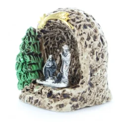 Palais du Rosaire Mini crèche en métal Sainte Famille dans une grotte 5cm^ Décoration De Noël | Crèche