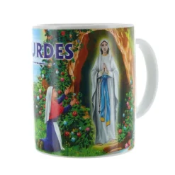 Palais du Rosaire Mug de l'Apparition de Lourdes coloré 10cm^ Vaisselle De Lourdes