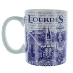 Palais du Rosaire Mug de Lourdes avec des images de la Vierge et lieux de Lourdes^ Vaisselle De Lourdes