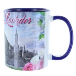 Palais du Rosaire Mug de Lourdes intérieur coloré en céramique^ Vaisselle De Lourdes