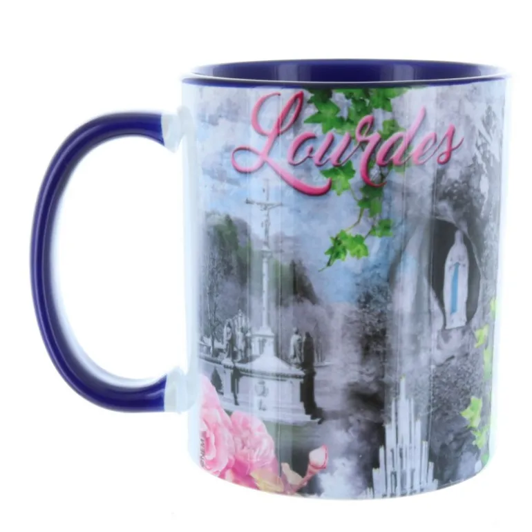 Palais du Rosaire Mug de Lourdes intérieur coloré en céramique^ Vaisselle De Lourdes