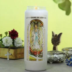 Palais du Rosaire Neuvaine de Notre Dame de Lourdes avec prières au dos^ Bougie Neuvaine