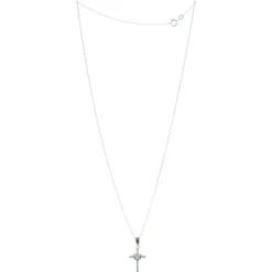 Palais du Rosaire Parure Argent, Chaine et Croix décorée de strass 20mm^ Collier En Argent