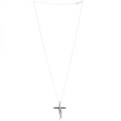 Palais du Rosaire Parure Argent, Chaine et Croix entrelacée décorée de strass 30mm^ Collier En Argent