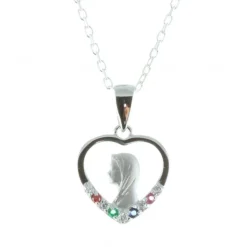 Palais du Rosaire Parure Argent, chaîne et médaille Vierge Marie strass colorés^ Médaille De La Vierge | Collier En Argent