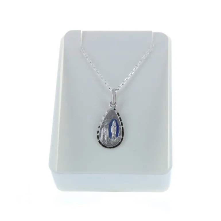 Palais du Rosaire Parure Argent chaîne et médaille Apparition de Lourdes^ Collier En Argent | Médaille De Lourdes