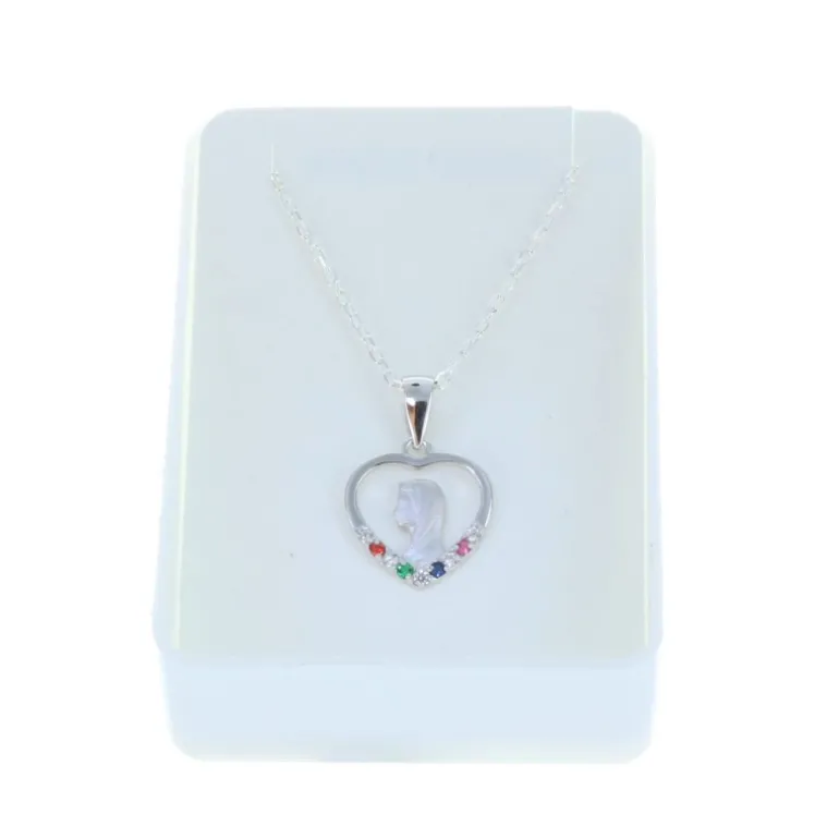 Palais du Rosaire Parure Argent, chaîne et médaille Vierge Marie strass colorés^ Médaille De La Vierge | Collier En Argent