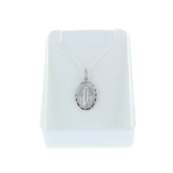 Palais du Rosaire Parure Argent massif, chaîne et médaille Miraculeuse 20mm^ Collier En Argent | Médaille Miraculeuse