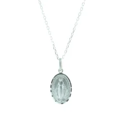 Palais du Rosaire Parure Argent massif, chaîne et médaille Miraculeuse 20mm^ Collier En Argent | Médaille Miraculeuse