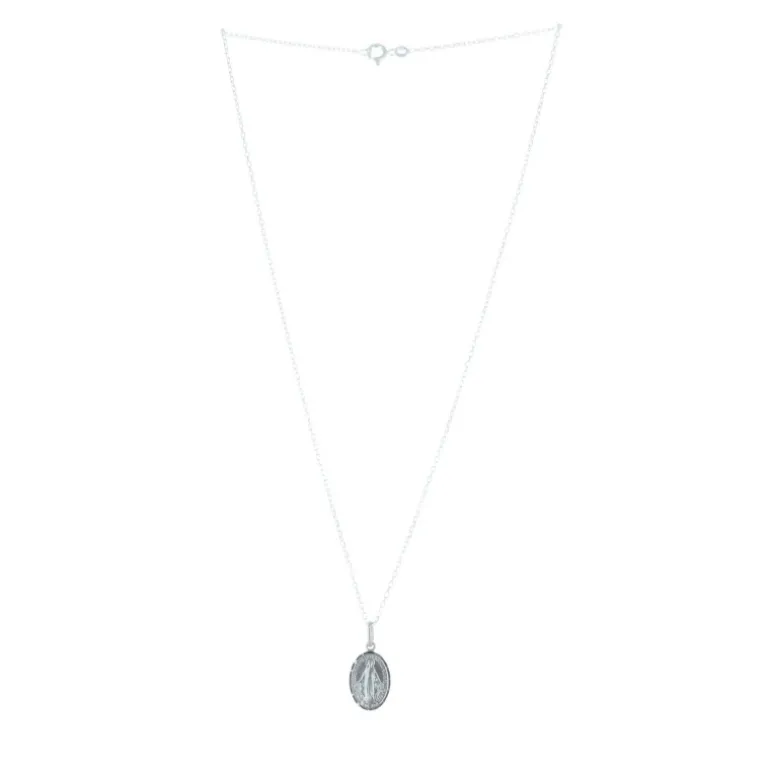 Palais du Rosaire Parure Argent massif, chaîne et médaille Miraculeuse 20mm^ Collier En Argent | Médaille Miraculeuse