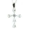 Palais du Rosaire Parure Argent pendentif croix avec des zircons et une chaîne 50cm^ Collier En Argent | Croix En Pendentif