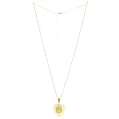 Palais du Rosaire Parure avec pendentif coeur nacré et médaille de Saint Benoît dorée 20mm^ Collier Fantaisie