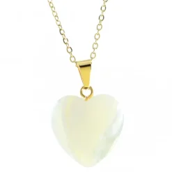 Palais du Rosaire Parure avec pendentif coeur nacré et médaille de Saint Benoît dorée 20mm^ Collier Fantaisie