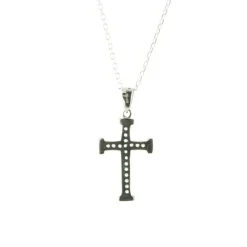 Palais du Rosaire Parure avec pendentif d'une croix en strass et une chaîne en argent^ Collier En Argent