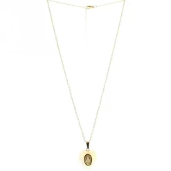 Palais du Rosaire Parure avec pendentif médaille Miraculeuse sur coeur nacré 20mm et chaîne dorée^ Collier Fantaisie