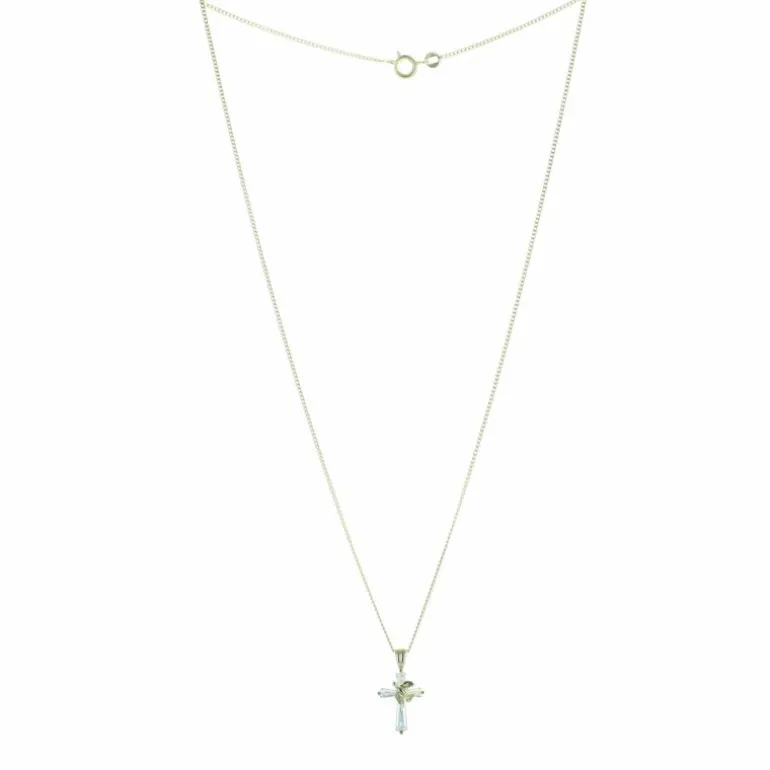 Palais du Rosaire Parure avec une croix et une colombe avec une chaîne - Plaqué Or^ Collier En Plaqué Or