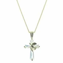 Palais du Rosaire Parure avec une croix et une colombe avec une chaîne - Plaqué Or^ Collier En Plaqué Or
