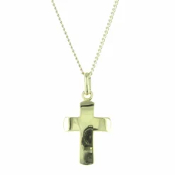 Palais du Rosaire Parure avec une croix incurvée Plaqué Or et une chaîne de 45cm dorée^ Collier En Plaqué Or | Croix En Pendentif