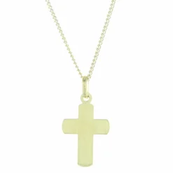 Palais du Rosaire Parure avec une croix incurvée Plaqué Or et une chaîne de 45cm dorée^ Collier En Plaqué Or | Croix En Pendentif