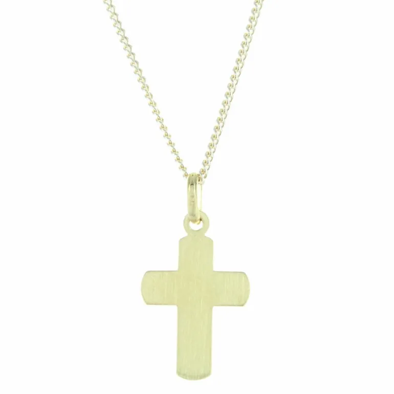 Palais du Rosaire Parure avec une croix incurvée Plaqué Or et une chaîne de 45cm dorée^ Collier En Plaqué Or | Croix En Pendentif