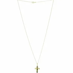 Palais du Rosaire Parure avec une croix incurvée Plaqué Or et une chaîne de 45cm dorée^ Collier En Plaqué Or | Croix En Pendentif