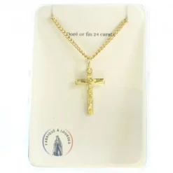 Palais du Rosaire Parure chaîne et crucifix doré à l'or fin^ Collier En Plaqué Or