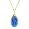Palais du Rosaire Parure dorée médaille de la Vierge Miraculeuse bleutée et chaîne de 50cm^ Collier Fantaisie | Médaille Miraculeuse