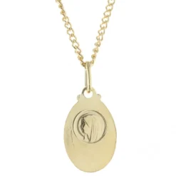 Palais du Rosaire Parure dorée médaille de Lourdes et chaîne de 50cm^ Collier Fantaisie | Médaille De Lourdes