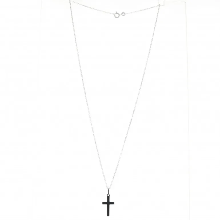 Palais du Rosaire Parure en argent avec croix biseautée 19mm^ Collier En Argent
