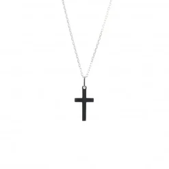 Palais du Rosaire Parure en argent avec croix biseautée 19mm^ Collier En Argent