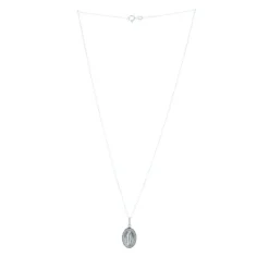Palais du Rosaire Parure en argent de la Vierge Miraculeuse bord diamanté 15 mm^ Collier En Argent | Médaille Miraculeuse