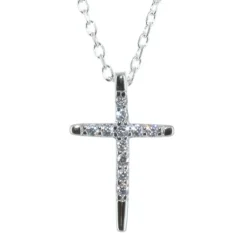 Palais du Rosaire Parure en Argent, pendentif croix à strass sur chaîne de 50cm^ Collier En Argent | Croix En Pendentif