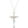 Palais du Rosaire Parure en Argent, pendentif croix avec le Christ et Chaîne 50cm^ Collier En Argent | Croix En Pendentif